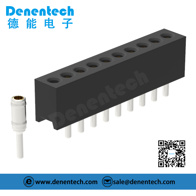 Denentech 工厂定制 1.27MM圆P排母H4.10xW2.20单排180度圆孔排母座